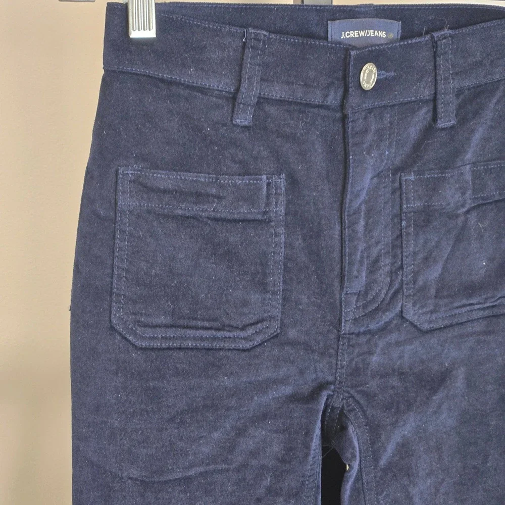 J Crew Billie Demi Boot Crop Velvet Corduroy Pants Navy Blue Size 23 Indie